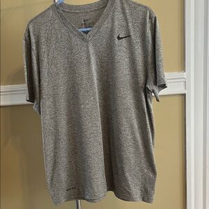 Nike Men's DRI-FIT Gray V-Neck Tee